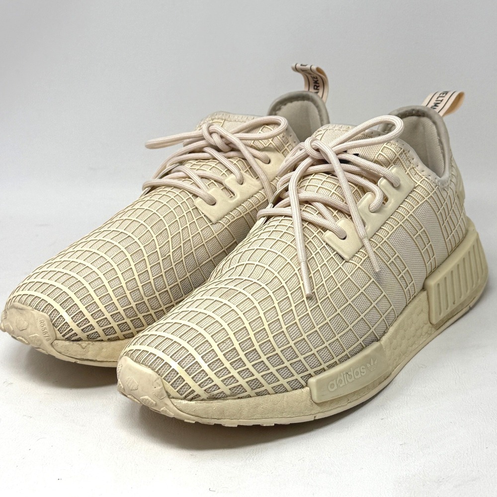 Adidas NMD R1 V2 Wonder White Beige Grid Sneakers GX9530 Mens Size 8.5